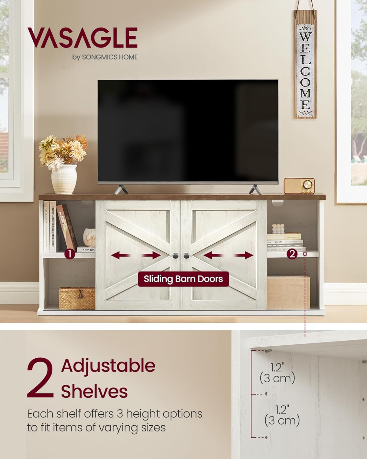 vasagle-farmhouse-tv-stand-for-tvs-up-to-65-inches-entertainment-center-with-storage-cabinets-and-sliding-barn-doors-media-console-table-for-living-room-rustic-white-and-honey-brown-ultv535w01