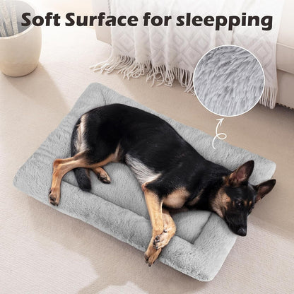 Dog Bed Mat Soft Crate Pad Washable Non-Slip Mattress for Large Medium Small Dogs and Cats Kennel Pad (23'' X 18'', Grey)2