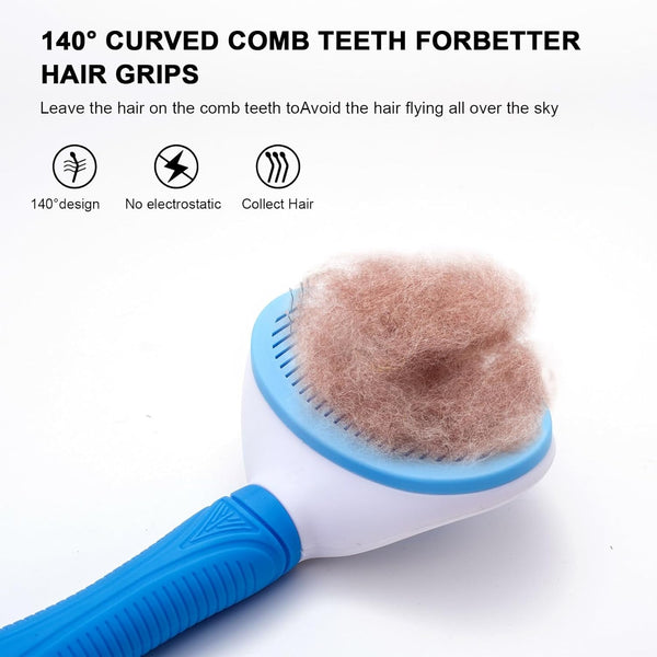 Aogeili Self Cleaning Slicker Brush, Skin Friendly Deshedding Grooming Tool for Dogs, Cats & Bunny, One-Click Release Removes Loose Undercoat, Mats & Tangles, for Long & Short Hair Shedding Pets4