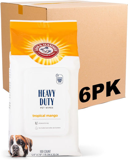 Arm and Hammer for Pets Heavy Duty Multipurpose Dog Bath Wipes, Mango Scent - All Purpose Wipes Remove Odor and Refresh Your Dog’S Skin between Baths, 100 Count - 2 Pack12