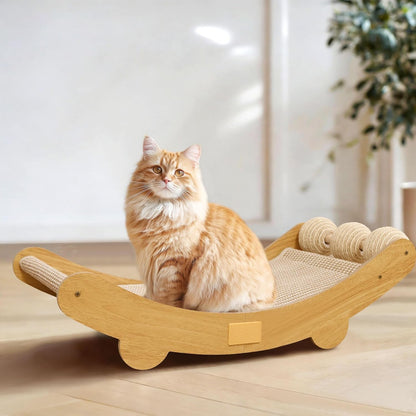 DWCN 3-In-1 Large Cat Scratcher Bed Hammock Lounge Scratching Post Scratch Pad with 3 Natural Sisal Balls - Furniture Protector Gift for Indoor Cats1