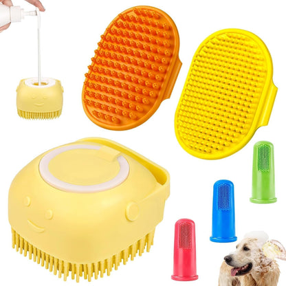 Comotech 6PCS Dog Bath Brush & Dog Toothbrush | Adjustable Handle Shampoo Brush & Scrubber for Short & Long Haired Dogs & Cats | Effectively Solve Odor & Stain Removal Problems (Blue Blue Blue.)8