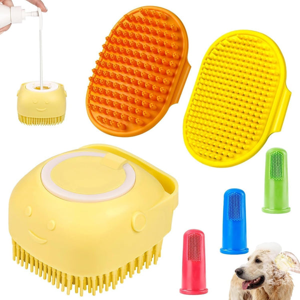Comotech 6PCS Dog Bath Brush & Dog Toothbrush | Adjustable Handle Shampoo Brush & Scrubber for Short & Long Haired Dogs & Cats | Effectively Solve Odor & Stain Removal Problems (Blue Blue Blue.)8
