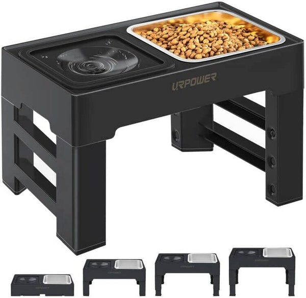 URPOWER 2-In-1 Elevated Slow Feeder Dog Bowls with No-Spill Water Bowl | 4 Height-Adjustable Raised Dog Bowls, Non-Slip Food and Water Bowls with Stand for Small, Medium, Large Dogs, Cats and Pets9