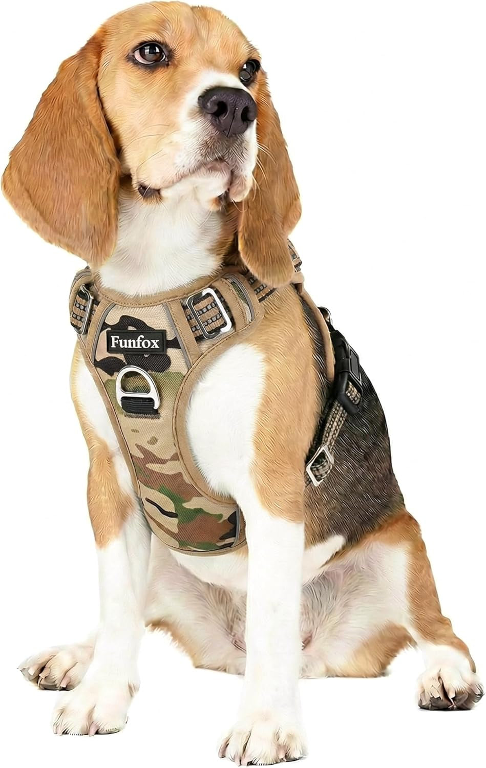 funfox-dog-harness-medium-sized-dog-vertical-handle-easy-control-no-pull-pet-vest-adjustable-with-2-leash-clips-soft-material-reflective-safe-night-walking-for-small-medium-large-breed-black-m