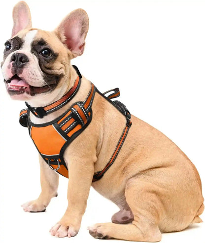 Dog Harness No Pull, Pet Harnesses with Dog Collar, Adjustable Reflective Oxford Outdoor Vest, Front/Back Leash Clips for Small, Medium, Large, Extra Large Dogs, Easy Control Handle for Walking32