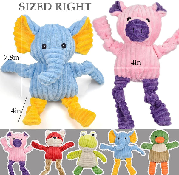 LECHONG 5 Pack Tough Dog Toys Stuffed Squeaky Dog Toys Assortment Plush Animal Dog Toy Value Bundle Puppy Pet Dog Toys for Small Medium Large Dogs2