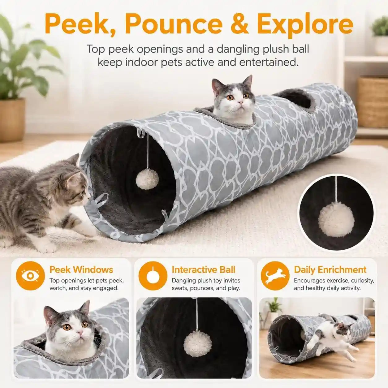 geometric-straight-cat-tunnel-with-plush-inside-cats-toys-collapsible-tunnel-tube-with-balls-for-rabbits-kittens-ferrets-puppy-diameter-9-8-inch