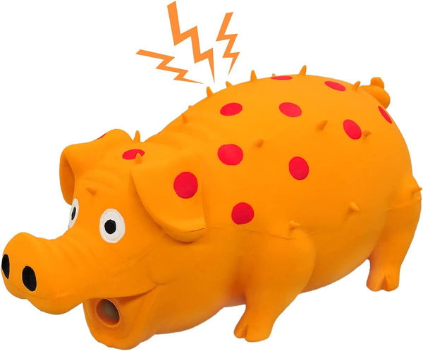Andiker Dog Squeaky Toy, Dots Latex Dog Chew Toys with a Oinks Sound Squeaker Grunting Pig Dog Toy Durable Self Play 8" Dogs Squeeze Toy for Dental Biting Chasing to Kill Boring Time (Blue)10