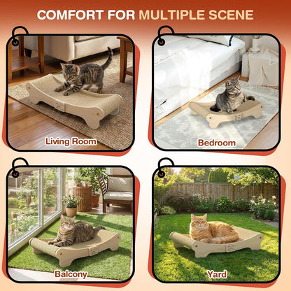 NOCOEX Sisal Cat Scratcher Bed: Wood Scratch Board Hammock for Indoor Cats | Natural Solid Wood Curved Frame Lounger Sleep Scratching Pad Post Large Cats 45 Lbs, Easy Assembly Modern Furniture Protector7