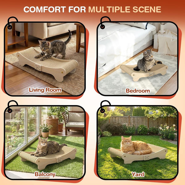 NOCOEX Sisal Cat Scratcher Bed: Wood Scratch Board Hammock for Indoor Cats | Natural Solid Wood Curved Frame Lounger Sleep Scratching Pad Post Large Cats 45 Lbs, Easy Assembly Modern Furniture Protector7