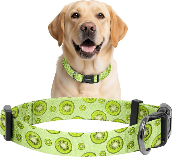 Kazazoo Dog Collar Cute and Soft Nylon Puppy Collar Girl Dogs, Adjustable Purple Dog Collars for Medium Dogs, Purple Flowers-M23