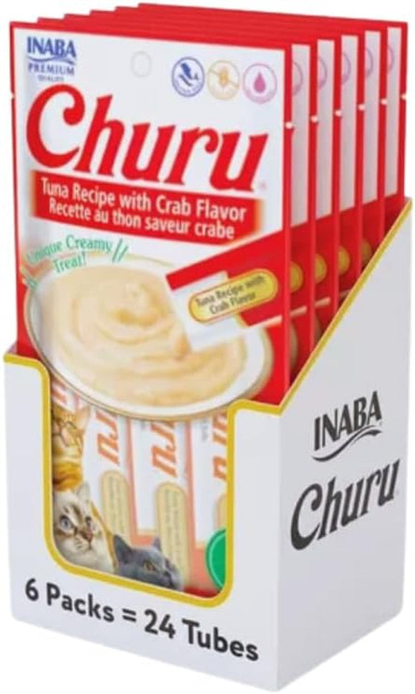 INABA Churu Cat Treats, Lickable, Squeezable Creamy Purée Cat Treat with Green Tea Extract & Taurine, 0.5 Ounces Each Tube, 24 Tubes (4 per Pack), Chicken Recipe26