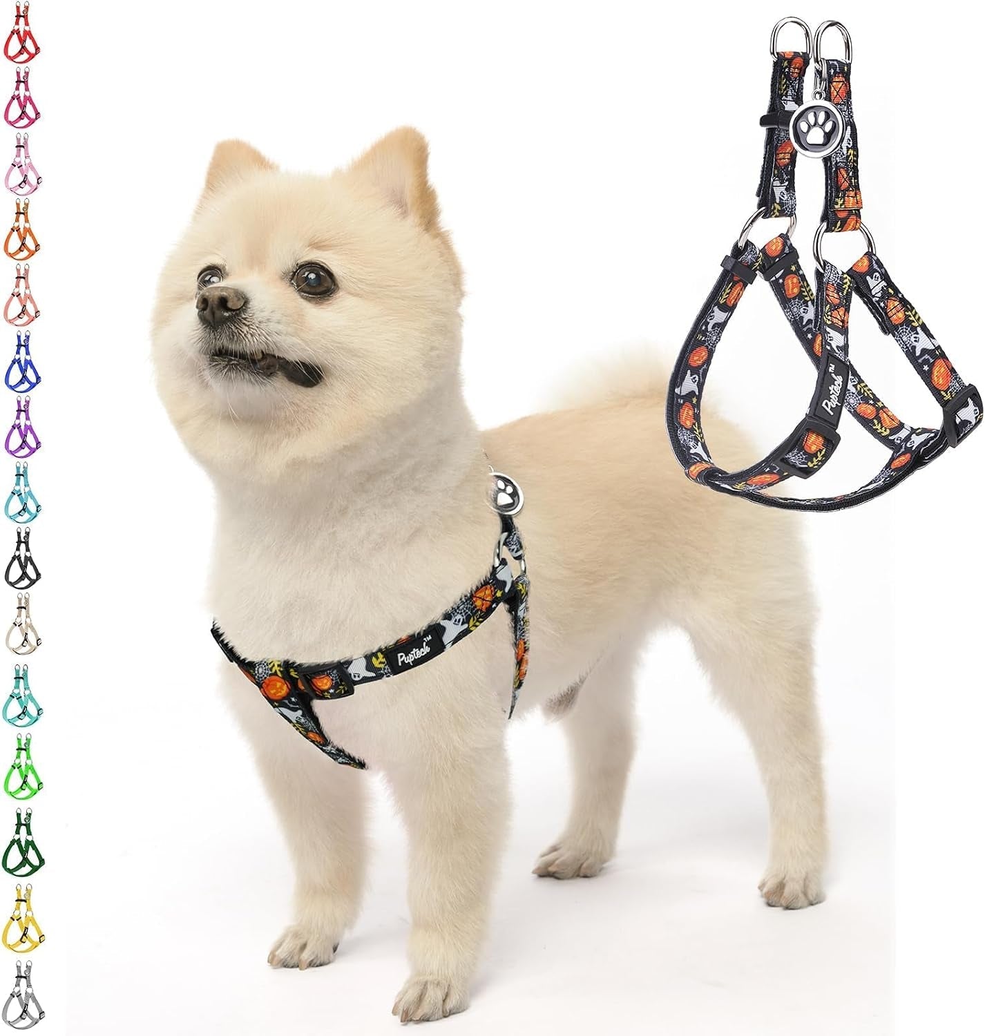 pupteck-no-pull-dog-harness-soft-adjustable-basic-nylon-step-in-puppy-vest-outdoor-walking-with-id-tag