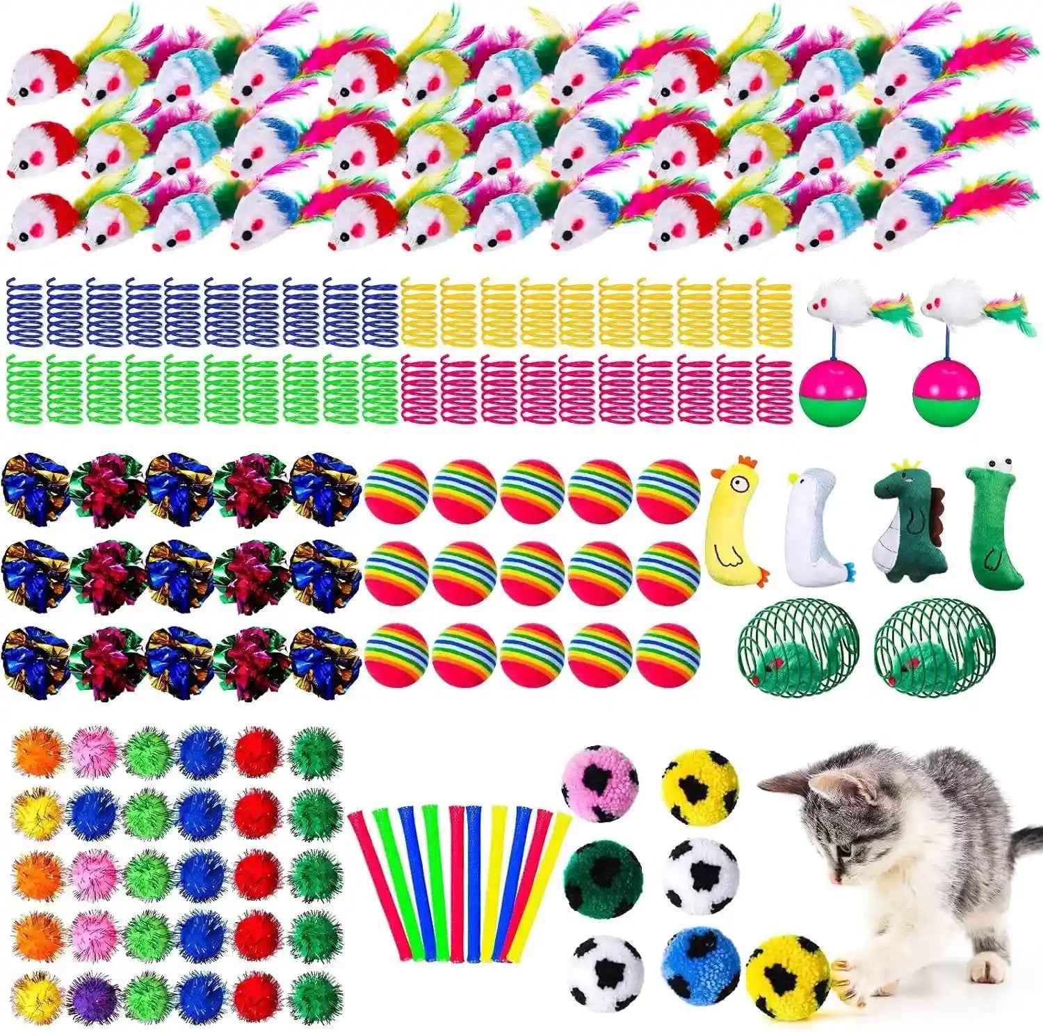 shappy-150-pcs-cat-toys-for-indoor-cats-bulk-kitten-toys-pack-variety-interactive-gift-including-mice-rainbow-balls-spring-crinkle-balls-gift-for-kitty-kitten-catclassic