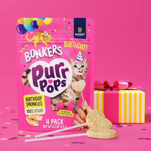Bonkers Purrpops Birthday Edition Freeze-Dried Chicken Flavored Lollipop Cat Treats, 4 Pieces (Pack of 13)3