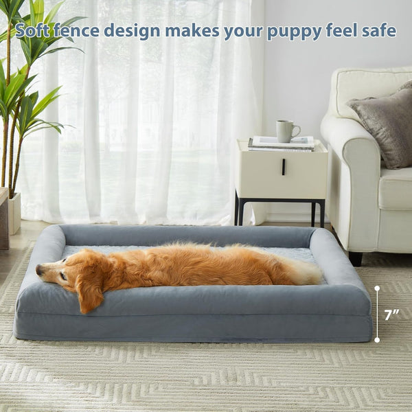 WNPETHOME XL Extra Large Dog Bed, Washable Dog Couch with Removable Waterproof Cover, Orthopedic Large Pet Sofa Bed with Bolster Sides for Sleeping | Washable Dog Couch with Removable Waterproof Cover, Large Pet Sofa Bed with Bolster Sides for Relaxing Grey 41X28 Inch6