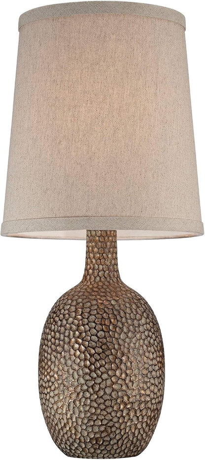 Chalane 23 1/2" High Table Lamps Set of 2 Hammered Bronze Brown Farmhouse | Natural Textured Rustic Antique Bedroom Living Room House Bedside Nightstand Office Home Family Linen Shade5