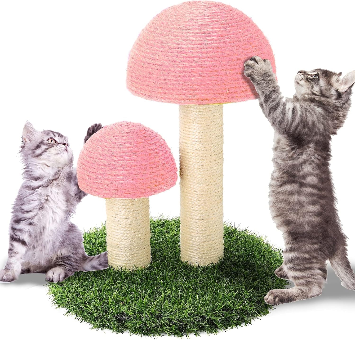 powerking-cat-scratching-post-mushroom-claw-scratching-post-for-cat-natural-sisal-cat-scratchers-with-3-mushroom-pole-cat-interactive-toys
