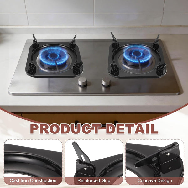 Wok Ring for Gas Stove, 4.9 Inch Cast Iron Gas Stove Rack Wok Support Ring Square Cooktop Solid Stand Brackets Replacement Accessories for Home Kitchen Burner, Black3