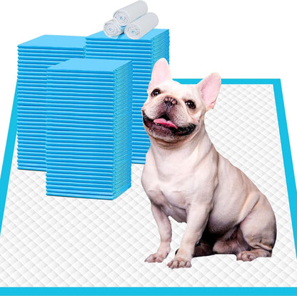 IMMCUTE Puppy Pads 22"X23" 100 Count | 6-Layer Leak-Proof & Super Absorbent Dog Training Pads | Disposable Potty Pads for Puppies, Dogs, Cats & Rabbits | Blue & White9