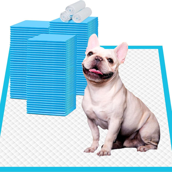 IMMCUTE Puppy Pads 22"X23" 100 Count | 6-Layer Leak-Proof & Super Absorbent Dog Training Pads | Disposable Potty Pads for Puppies, Dogs, Cats & Rabbits | Blue & White9