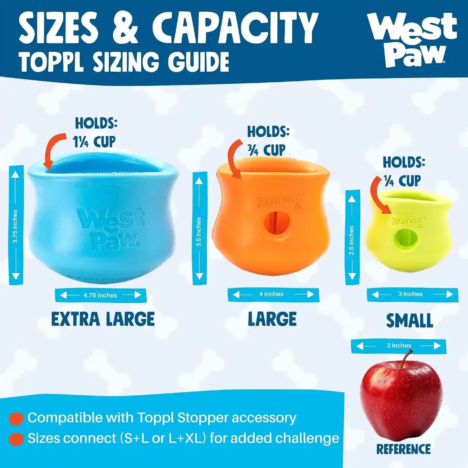 west-paw-zogoflex-toppl-interactive-treat-dispensing-puzzle-dog-toy-for-mental-stimulation-enrichment-holds-kibble-treats-lickable-freezable-dishwasher-safe-made-in-usa-large-aqua-blue