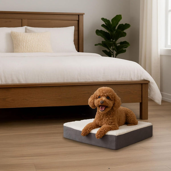 Orthopedic Dog Bed - 2-Layer Memory Foam Crate Mat with Machine Washable Sherpa Cover - 20X15 Pet Bed for Small Dogs up to 20Lbs by PETMAKER (Gray)8