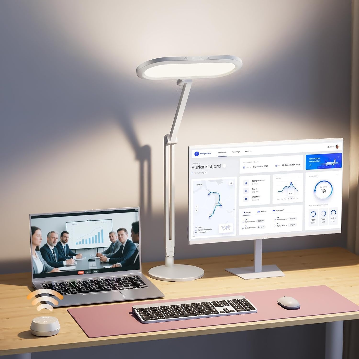premium-led-desk-lamp-dual-sided-soft-lighting-with-knob-remote-eye-caring-diffused-light-for-home-office-video-conferencing-zoom-reading-study-craft-stepless-dimming-color-memory