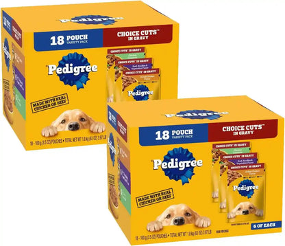 Pedigree Choice Cuts Wet Dog Food Pouch, Protein Variety, 3.5 Oz, 30 Count | Beef, Chicken & Filet Mignon, No Added Sugars or Artificial Flavors, 36 Vitamins & Minerals, 50%+ Water, Complete & Balanced16