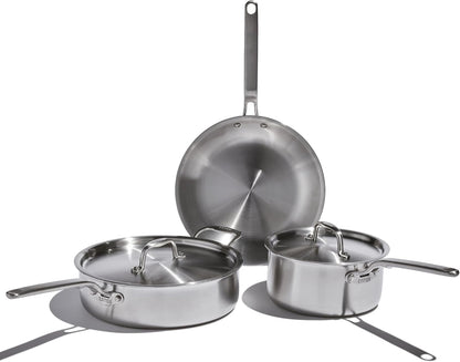 Eater Series 5 Piece Essentials Set | Made in USA | 5 Ply Fully Clad Stainless Steel Cookware Set | Stay Cool Handle | Induction Ready & Non-Toxic1