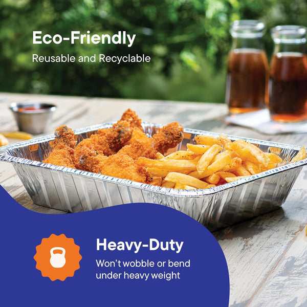 Aluminum Pans 9X13 Disposable Aluminum Foil Pans [30-Pack] Large Baking Pan Trays - Heavy Duty Tin Tray Half Size Chafing Dishes. Food Containers for Roasting, Cooking, Heating or Steam Table | Heavy Duty Tin Tray Half Size Chafing Dishes, Food Containers for Roasting, Cooking, Heating or Steam Table, by5