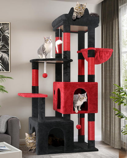 Globlazer Cat Tower for Indoor Cats, Heavy Duty Cat Trees for Large Adult Big Cats Maine Coon Cat Tree Tower with Scratching Post, Extra Large Top Perch, Cat Condos, F61, Dark Grey, 61Inch11