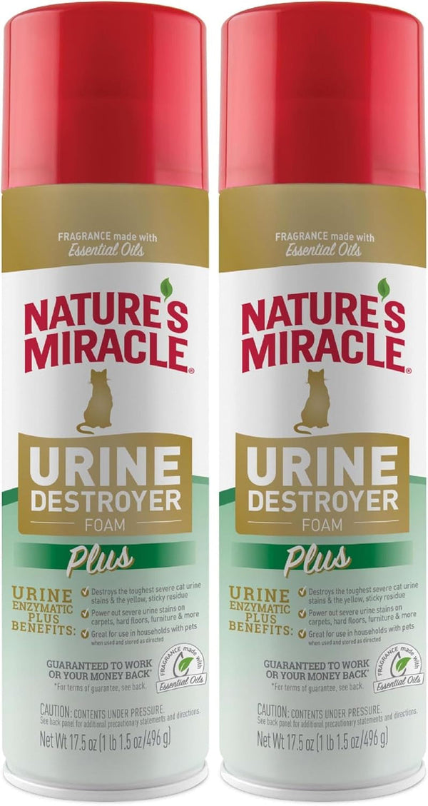 Nature'S Miracle Cat Urine Destroyer plus Foam, Enzymatic Cleaner, 17.5 Oz | Destroys the Toughest Cat Urine Stains, Foam Penetrates into the Carpet, Safe for Pets and Home*, Fresh Scent4