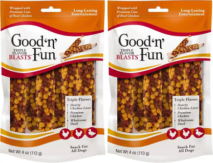 GOOD 'N' FUN Triple Flavor Blasts for All Dogs, 4 Ounces, Treat Your Dog to Long-Lasting Chews Made with Chicken Liver, Chicken & Duck11