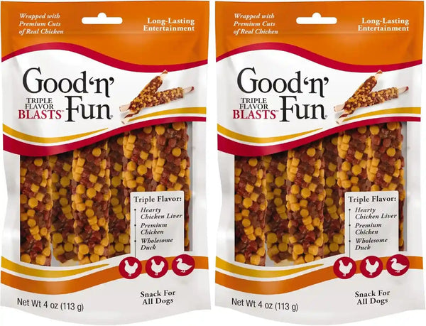 GOOD 'N' FUN Triple Flavor Blasts for All Dogs, 4 Ounces, Treat Your Dog to Long-Lasting Chews Made with Chicken Liver, Chicken & Duck11