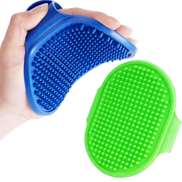 2 Pack Dog Grooming Brush, Premium Soft Silicone Pet Bath Brushes with Adjustable Handle, Shampoo Soothing Comb for Wet Dry Long Short Haired Dogs & Cats Massaging, Deshedding1
