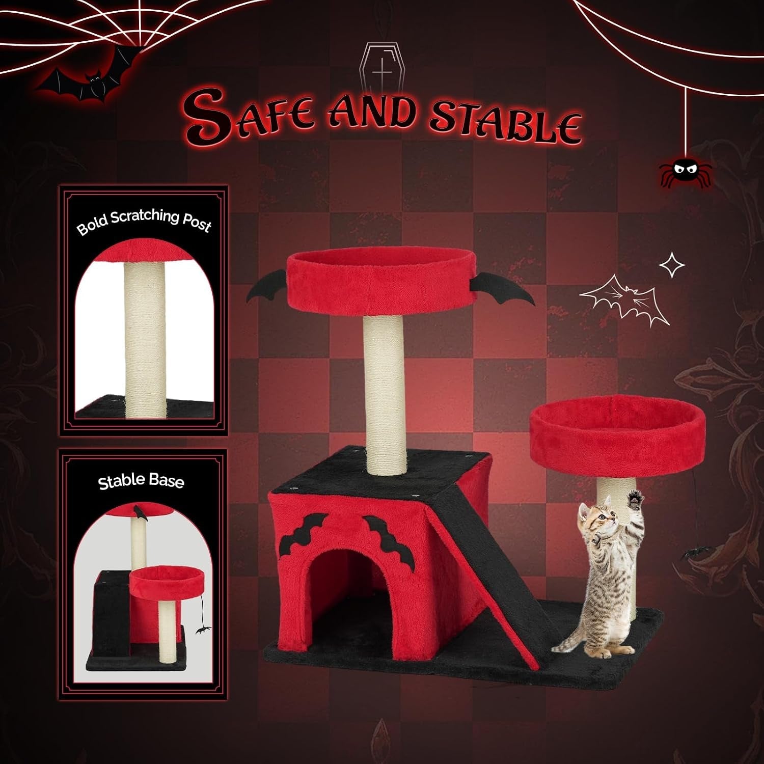 vingli-27-6in-gothic-cat-tree-with-spacious-cat-condo-2-padded-perches-red-black-cat-tower-with-scratching-ladder-sisal-posts-spider-toy-for-large-cats