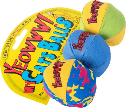 Yeowww! Catnip My Cats Balls Toys for Cats - 3-Pack - Durable Cotton Twill - Made in the USA - Stuffed with Organically Grown Catnip2