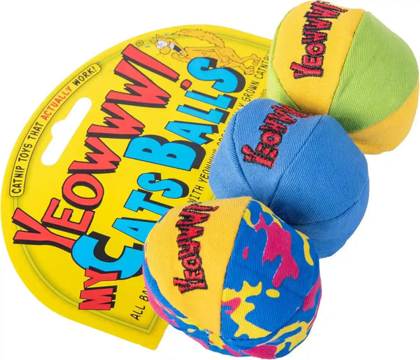 Yeowww! Catnip My Cats Balls Toys for Cats - 3-Pack - Durable Cotton Twill - Made in the USA - Stuffed with Organically Grown Catnip2