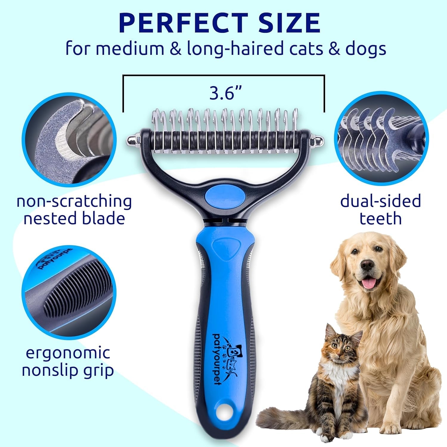 pat-your-pet-deshedding-dog-brush-for-shedding-cat-brushes-for-indoor-cats-double-sided-cat-brush-deshedding-grooming-tool-for-long-haired-and-short-haired-dogs-skin-friendly