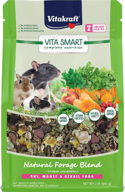 Vitakraft Vita Smart Rat Mouse and Gerbil Food 2 Lb Bag with Wholesome Daily Nutrition Premium Seeds Grains Vegetables Fruits Fortified with Essential Vitamins Minerals for Small Pet Health1