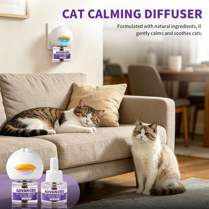 Cat Calming Diffuser Kit with 2 Diffusers & 4 Refills (48Ml Each), Cat Pheromones Calming Diffuser for Cat Anxiety Relief, Stress Reduction & Behavior Support, 30-Day Refills, Suitable for All Cats7
