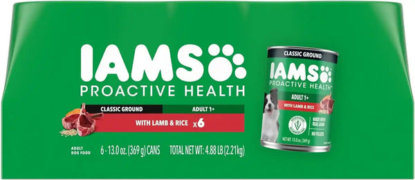IAMS Proactive Health Ground Wet Dog Food, Chicken, 13 Oz, 12 Pack | Made with Real Chicken, Omega-6 for Skin & Coat, No Fillers or Artificial Flavors, 100% Complete & Balanced Adult Maintenance12