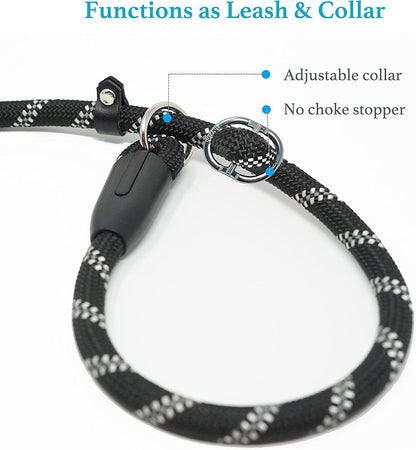 Iyoshop Durable Slip Lead Dog Leash with Padded Handle and Highly Reflective Threads, No Pull Dog Training Leash, (1/2" X 6 FT, Black)5