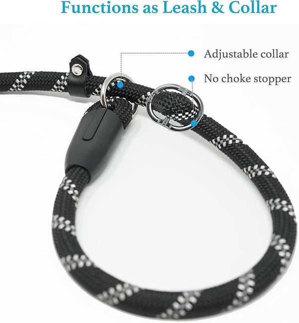 Iyoshop Durable Slip Lead Dog Leash with Padded Handle and Highly Reflective Threads, No Pull Dog Training Leash, (1/2" X 6 FT, Black)5