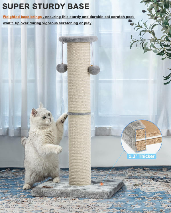 34" Cat Scratching Post with Replaceable Sisal Scratcher | Tall Cat Scratch Post for Indoor Cats Adults, Sturdy and Durable Large Scratching Post, Vertical Cat Post with Hanging Balls5