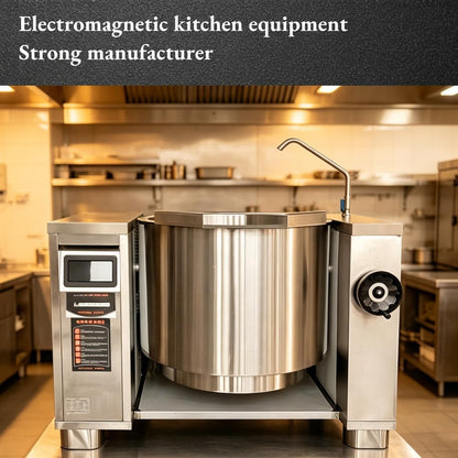 200L Commercial Tilting Induction Skillet, 25KW High Power Stir Fry Wok, 800Mm Diameter 420Mm Depth, Full Stainless Steel & Cast Iron, Heavy Duty for Restaurant Central Kitchen Food Processing5