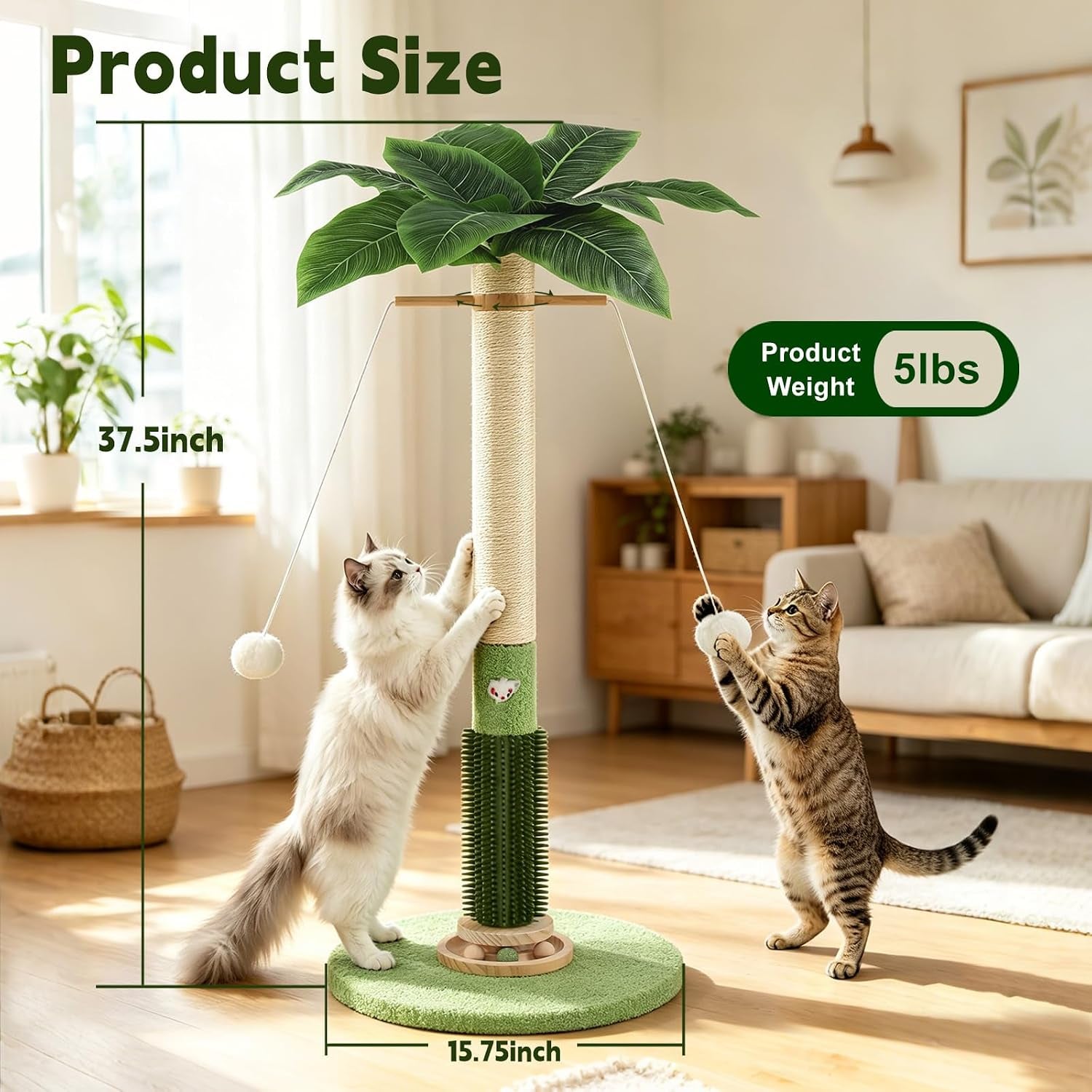 cat-scratching-post-37-5-tall-palm-tree-sisal-scratcher-for-indoor-cats-natural-sisal-stable-vertical-scratcher-tower-mouse-hole-toy-rotating-interactive-ball-self-groomer-for-full-body-stretching