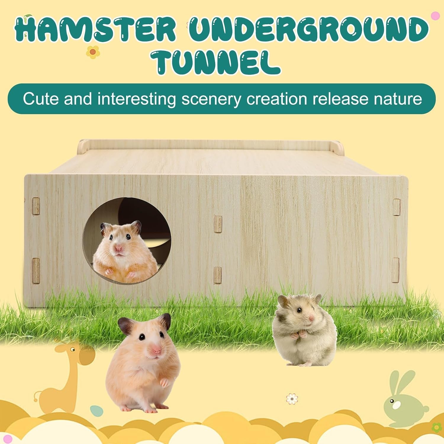 hamster-and-mouse-wooden-tunnel-cage-secret-peep-shed-waterproof-chamber-hideout-tunnel-exploring-toys-easy-to-install